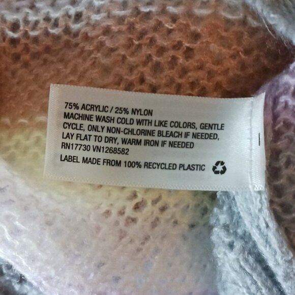 Wild Fable Sweater Womens Size M Multicolor Striped Knit Semi Cropped Casual - Picture 7 of 7